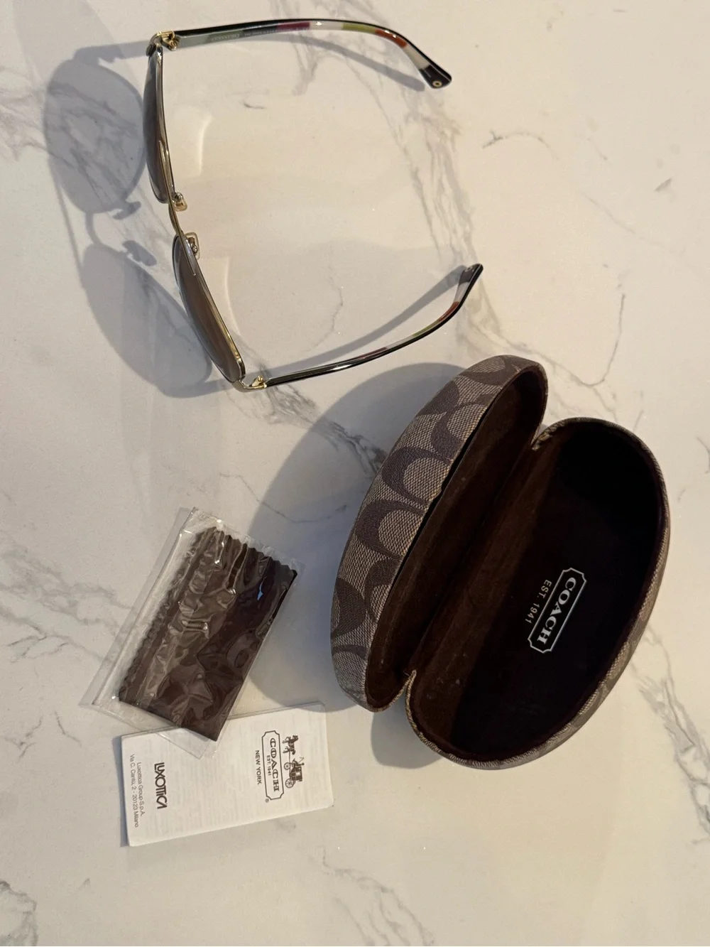 Coach Kristina HC7003 Aviator Gold Frame Sunglasses with Brown Gradient Lenses